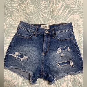 Abercrombie Kids Blue Jean Shorts with Distressed Cut-Off Hem